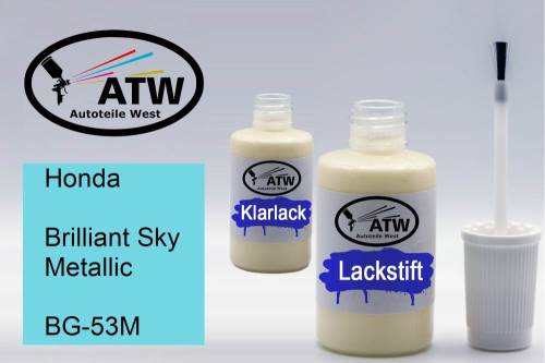 Honda, Brilliant Sky Metallic, BG-53M: 20ml Lackstift + 20ml Klarlack - Set, von ATW Autoteile West.